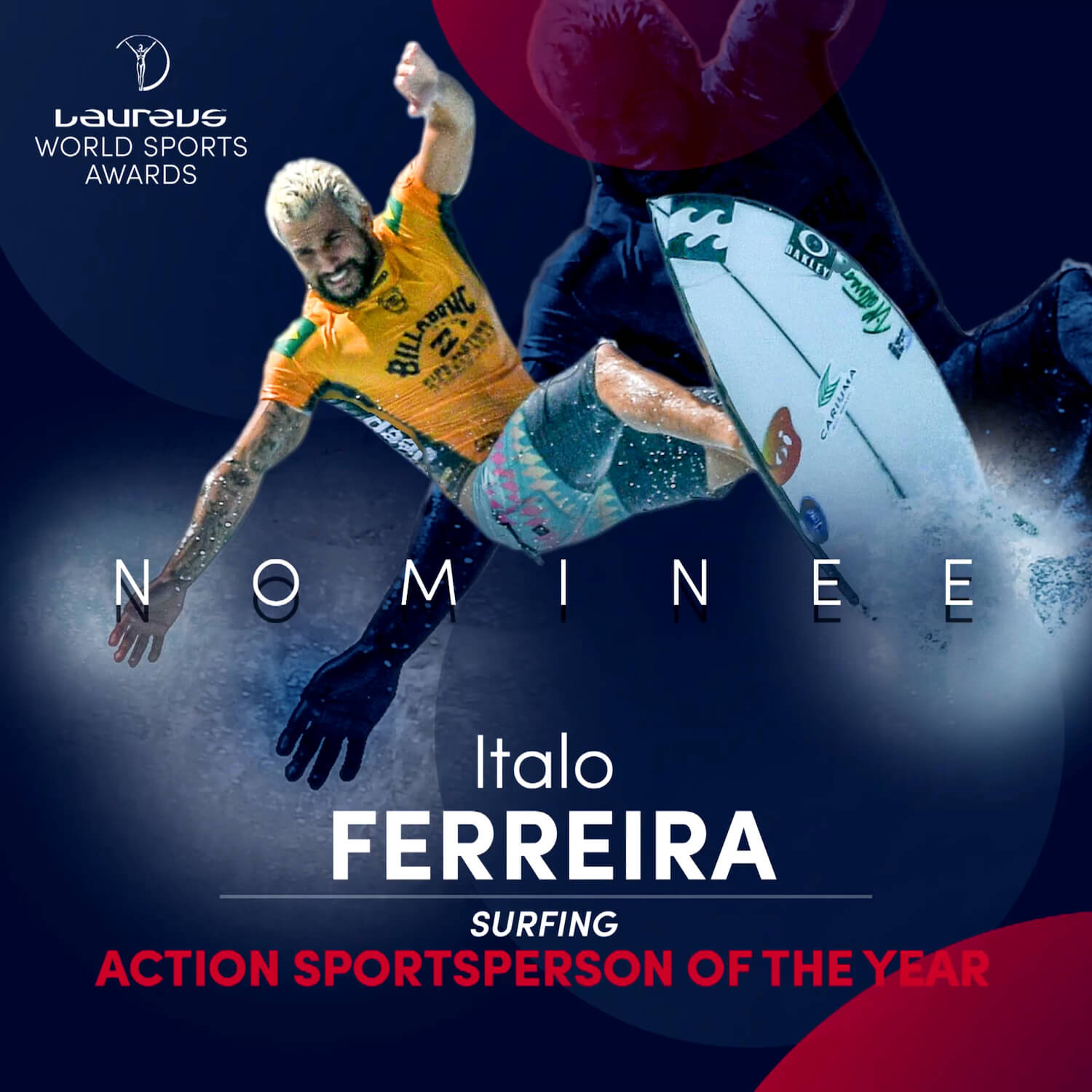 世界中のスポーツファンが選ぶ Laureus World Sports Awards 年間最優秀アクションスポーツ選手部門はサーフィン イタロ フェレイラ他5名がノミネート Fineplay